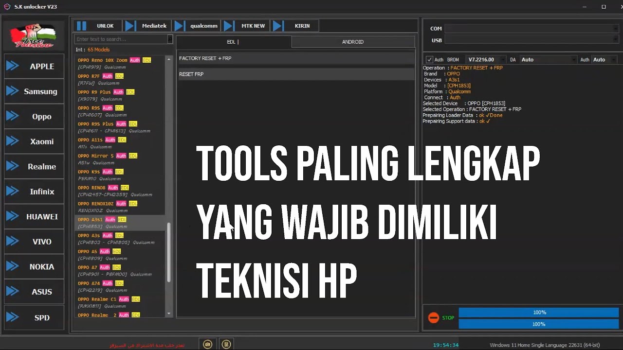 Tools baru support oppo a3s, mediatek qualcomm samsung, itel,itechno, kirin