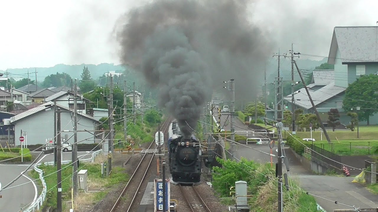 2025年5月22日　蒸気機関車 D51 498 全開力行!!　松井田駅からの25‰の急勾配に挑む試運転　蒸気機関車D51 498＋12系客車3両＋GV-E197系TS08編成　JR信越線 西松井田駅