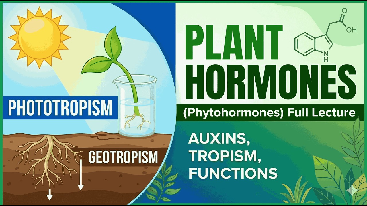 Plant Hormones (Phytohormones) Full Lecture | Auxins, Tropism, Phototropism, Geotropism & Functions