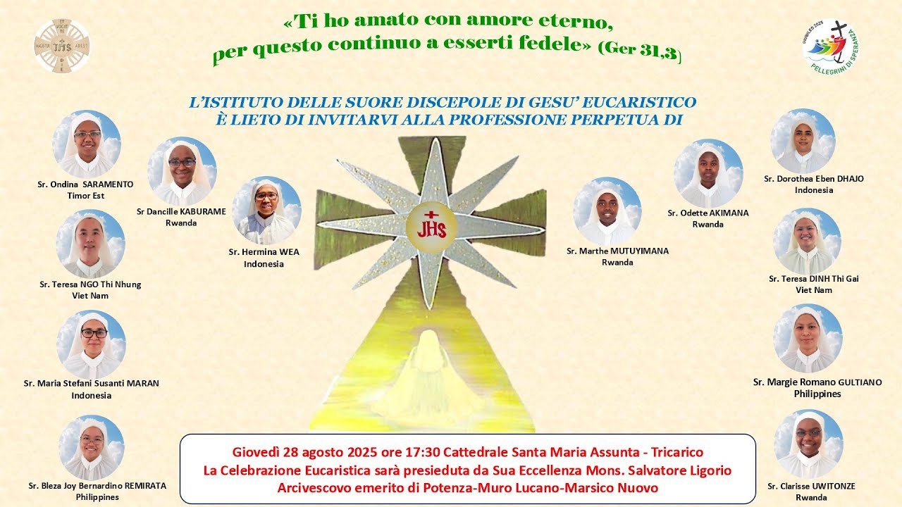 Professione Perpetua Suore Discepole Gesù Eucaristico - 28 agosto 2025 - Cattedrale di Tricarico