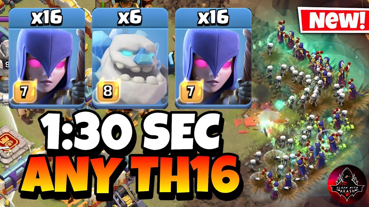 EPIC STRATEGY | TH16 Zap Quake Witch is the Easiest TH16 Attack Strategy in Clash of Clans🔥