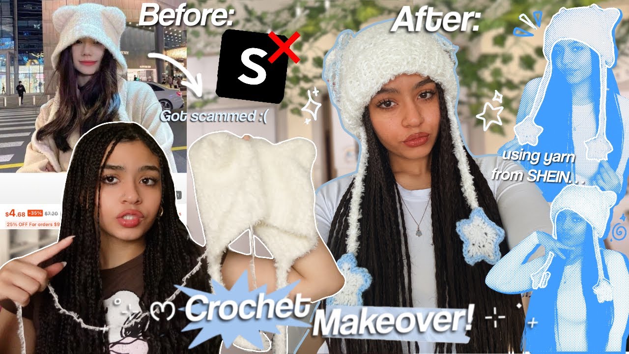 Вязание крючком: Перевернутый узор ₊˚⊹♡: Из пряжи от Shein Clothing связать милую шапочку ₊⊹