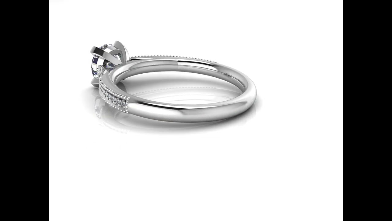 Ah! Jewellery Round Cut Diamond Cathedral Ring with Natural Diamond Shoulder Stones. AJL1140T