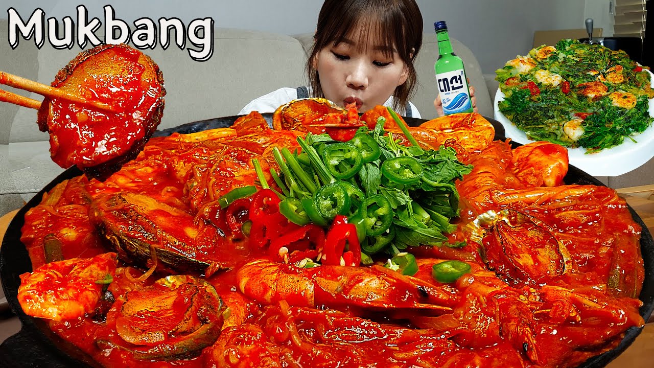 Sub)Real Mukbang- Острые морепродукты на пару 🔥Корейские блины, жареный рис 🥘 ASMR KOREANFOOD