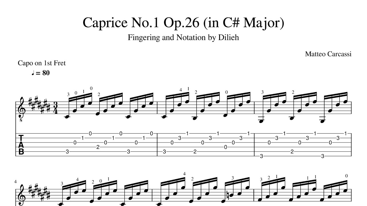 Caprice No 1 in C# Major [Tabs & Sheets by Dilieh] - Matteo Carcassi