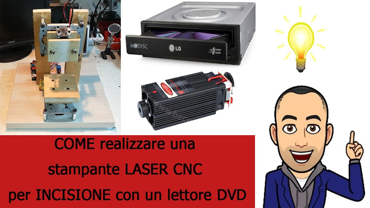Come realizzare una STAMPANTE LASER CNC da incisione con un lettore DVD
