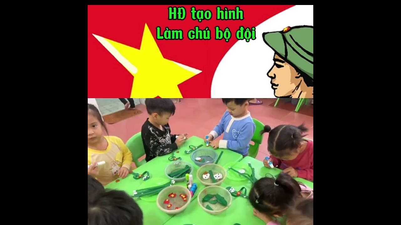 Hoạt động tạo hình: Làm chú bộ đội của các bé lớp 4TA2