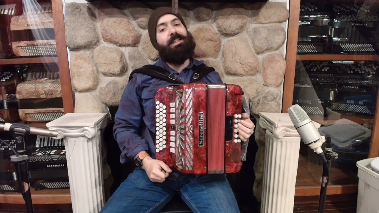 SER334KRDF - Red Serenellini 334K Portuguese Diatonic Button Accordion Fa FBbEb MMMM 33 12 $1999