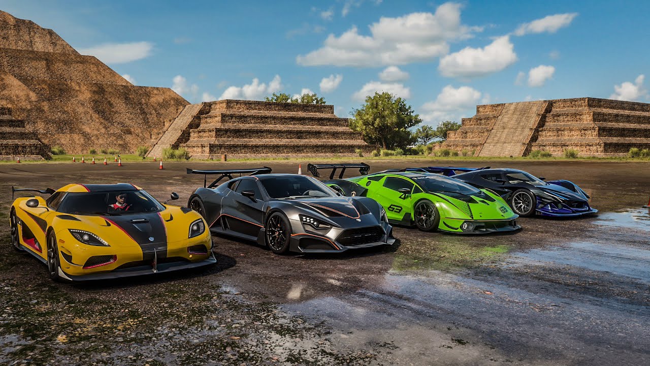 FH5 Drag Race: Agera RS vs Lamborghini SCV12 1600hp vs Zenvo TSR-S 1600hp vs Apollo IE 1600hp