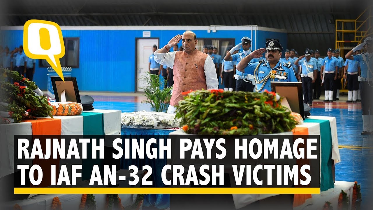 Rajnath Singh pays homage to the 13 personnel who lost their life in IAF An-32 crash