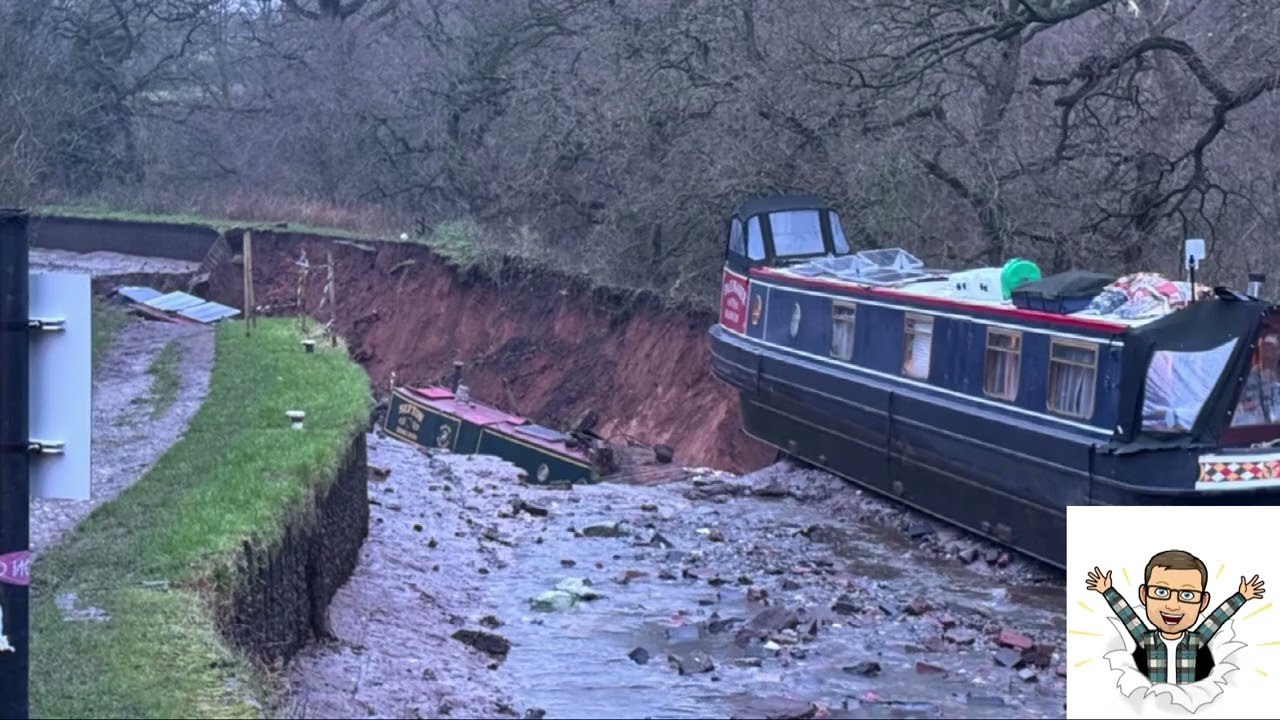 SHROPSHIRE CANAL SINKHOLE: Gallons of water washed into local fields and boats left hanging 