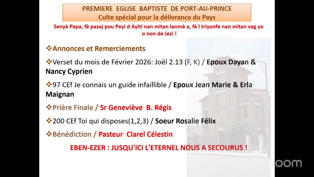 Culte Special pour la Delivrance d'Haiti, 19 fevrier 2026