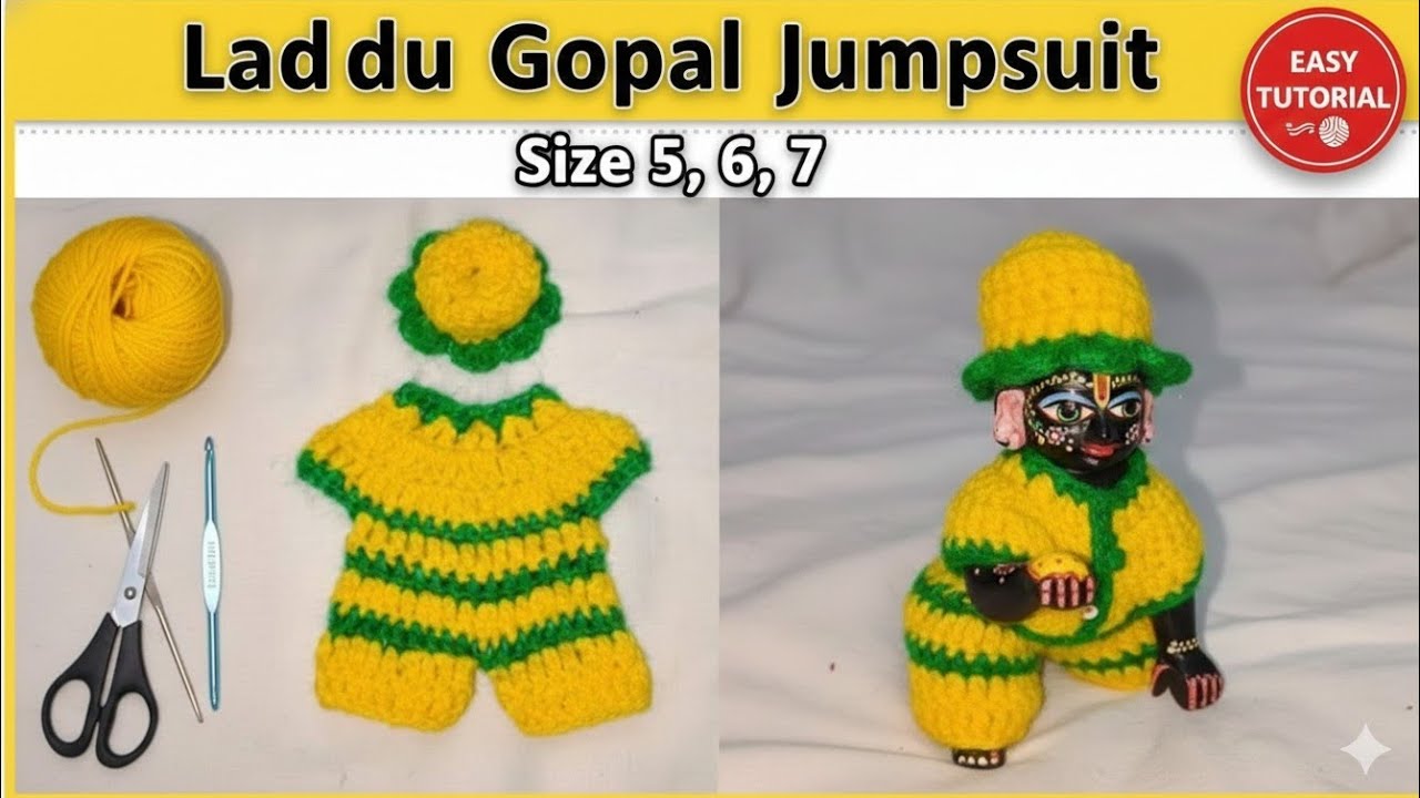 👉 5,6,7 नंबर लड्डू गोपाल का प्यारा ऊनी जंपसूट | Crochet Dress