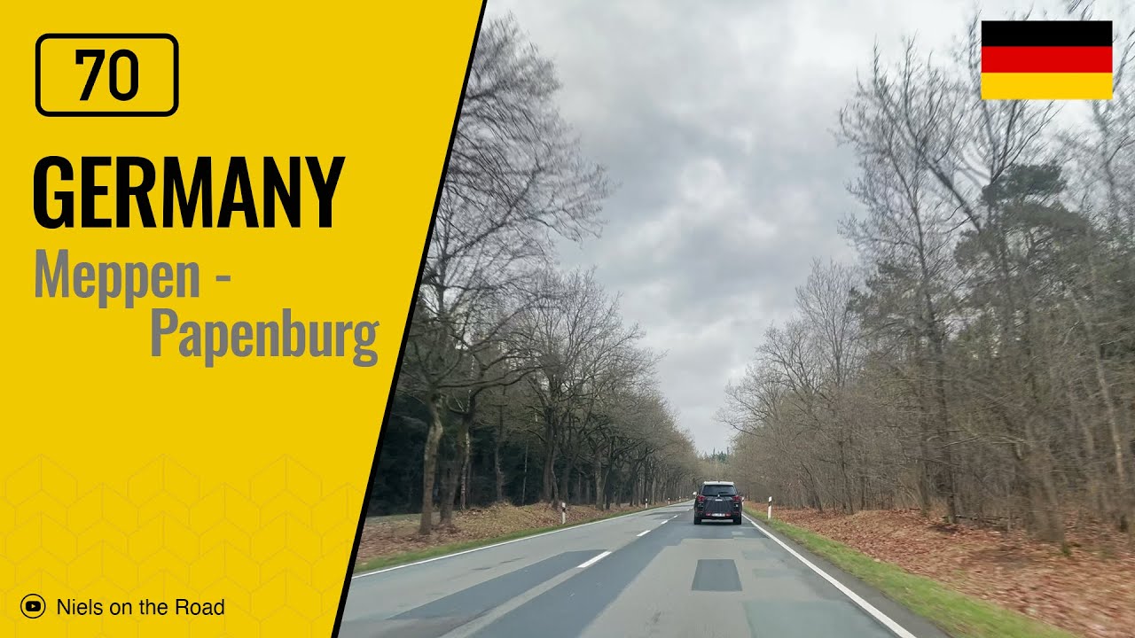 Driving in Germany: Bundesstraße B70 from Meppen to Papenburg