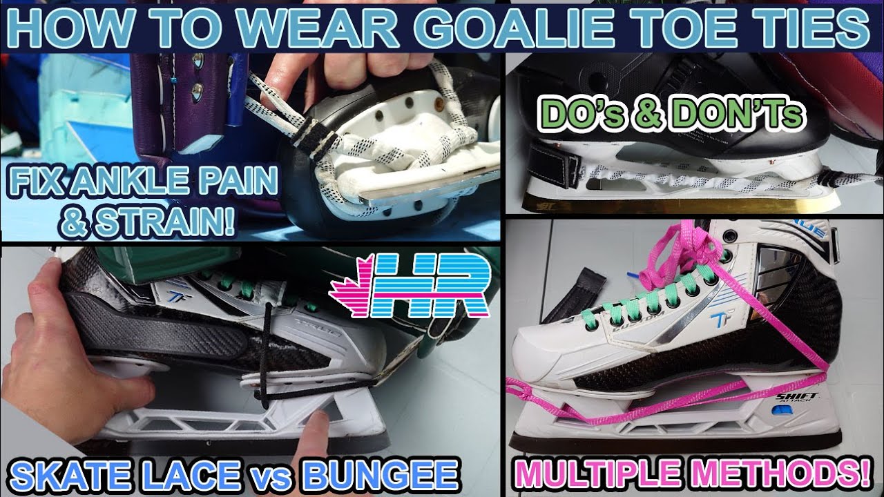 How to properly wear goalie pad toe ties & fix issues like ankle pain! Bungee & skate lace options!