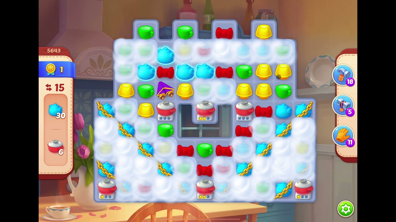 HomeScapes Level 5643 no boosters (17 moves)