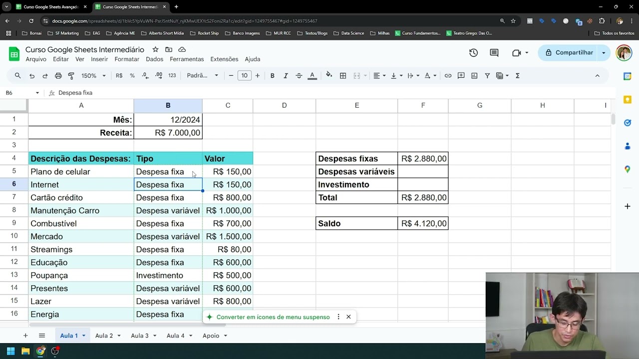 Google Sheets Intermediário - Aula 02 - Deixe Suas Planilhas Profissionais e Use a Fórmula SOMASE