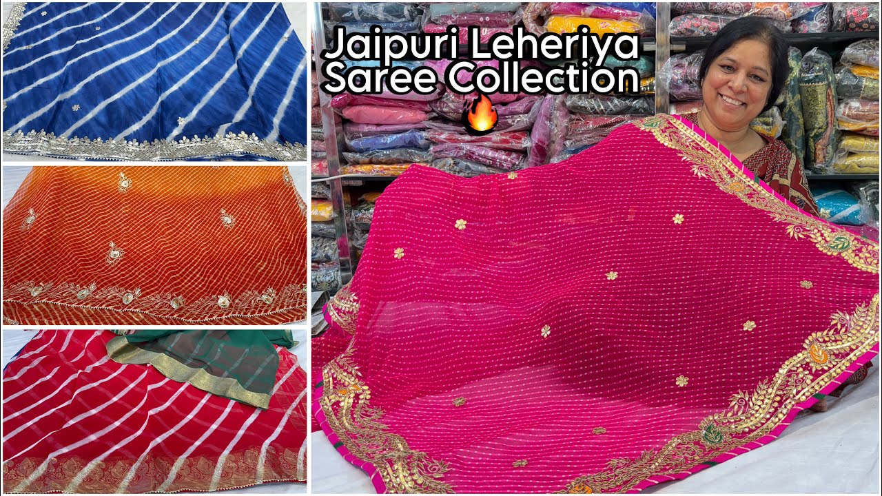 जयपुरी Leheriya साड़ी Collection 🔥 Handmade Leheriya with Gotta Patti Work | Pure Fabrics #saree