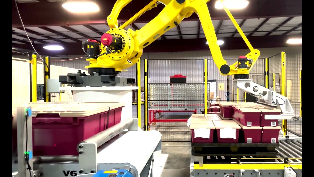 Robotic Tote Palletizing Solution by MESH Automation