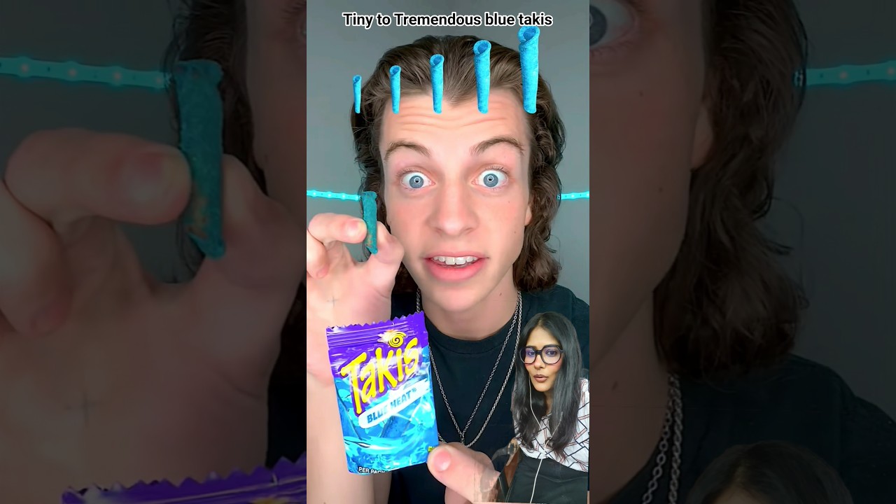 Tiny to Tremendous blue takis 😳 💙 #takis #food #mukbang