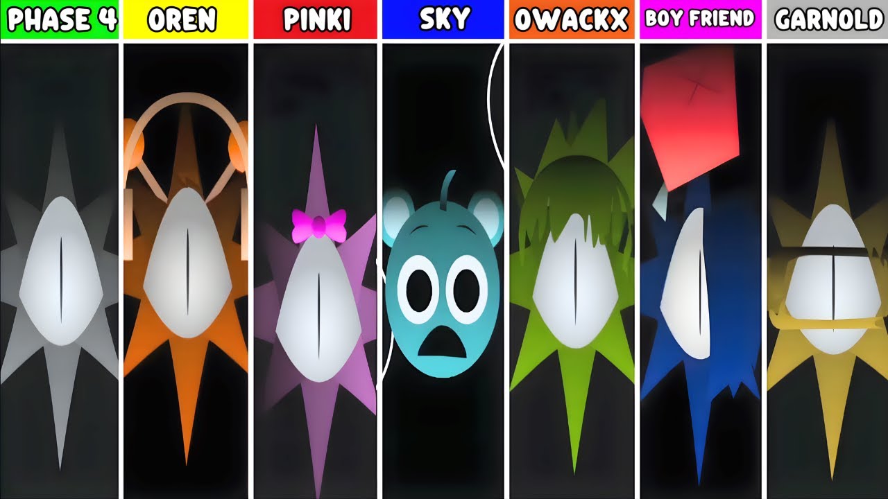Phase 4 But Everyone Is OREN Vs PINKI Vs SKY Vs OWACKX Vs BOY FRIEND Vs GARNOLD Incredibox Sprunki
