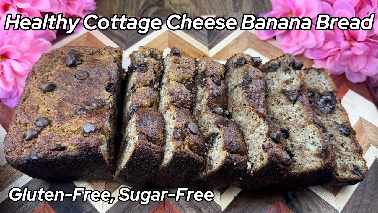 Moist Cottage Cheese Banana Bread | Gluten-Free, Sugar-Free | Healthy Chocolate Chip Banana Bread