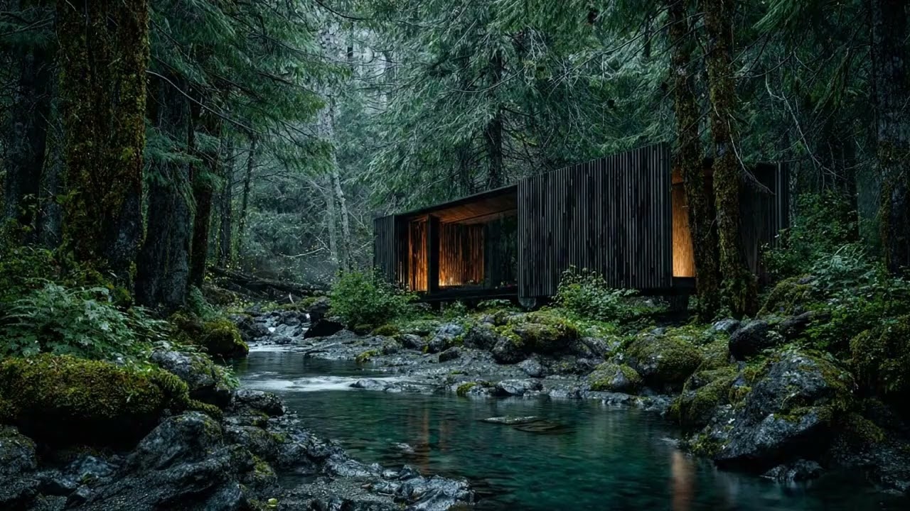 Calm Your Overthinking Mind | Forest Cabin Jazz with Rain for Deep Sleep