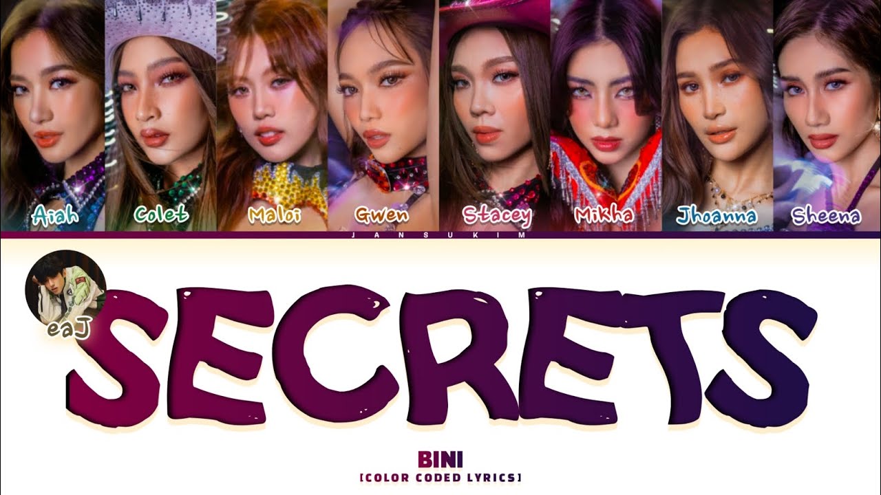 BINI - 'Secrets' ft. eaJ lyrics (Color Coded)