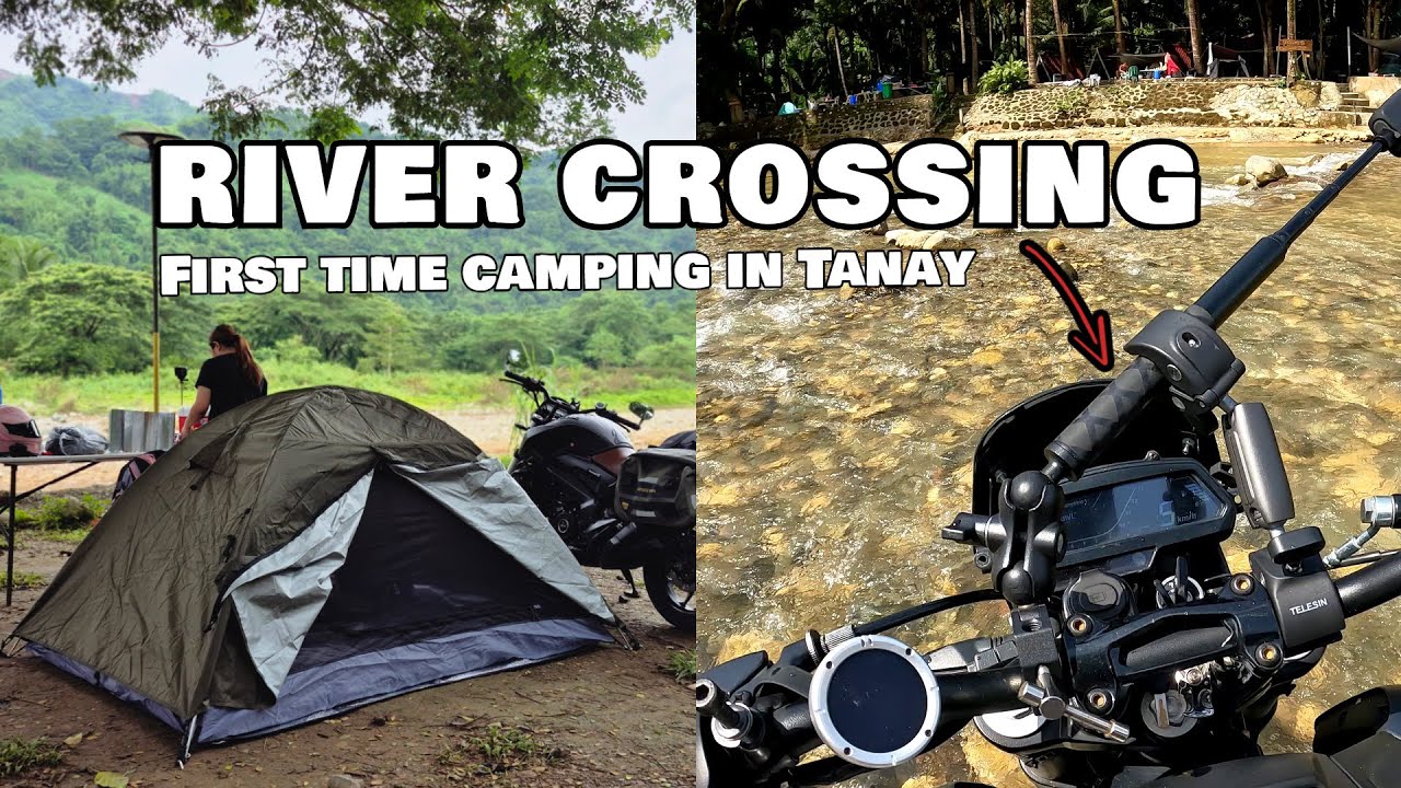 Tumawid kami ng ilog para mag camp | first time motocamper | Marilaque Camp Tanay | Dominar 400 UG2