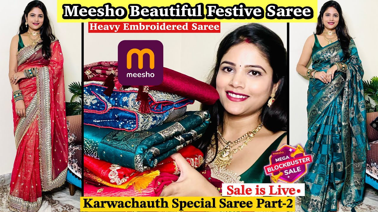 Meesho Karwachauth Special Saree Haul Part-2 All under Budget | Beautiful Meesho Saree Haul🤩🤩