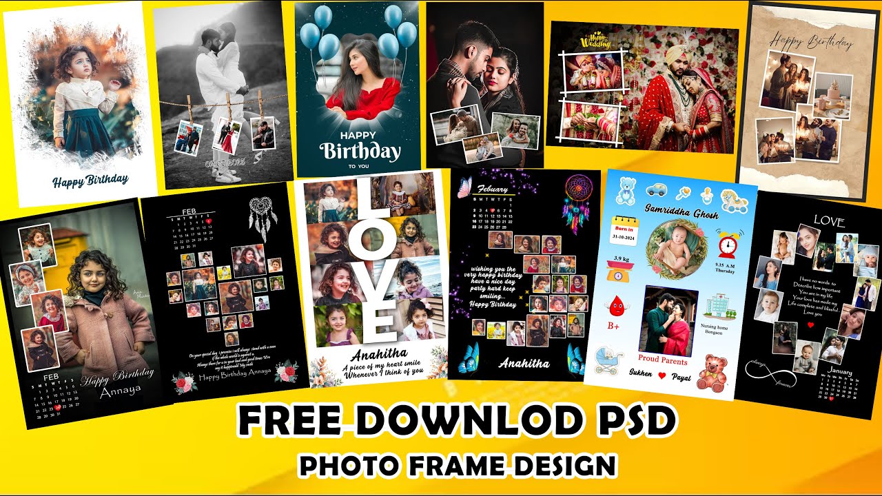 DOWNLOAD FREE PSD FILE  ll Customized Photo Frame Design ll Collage photo frame II Trending designs