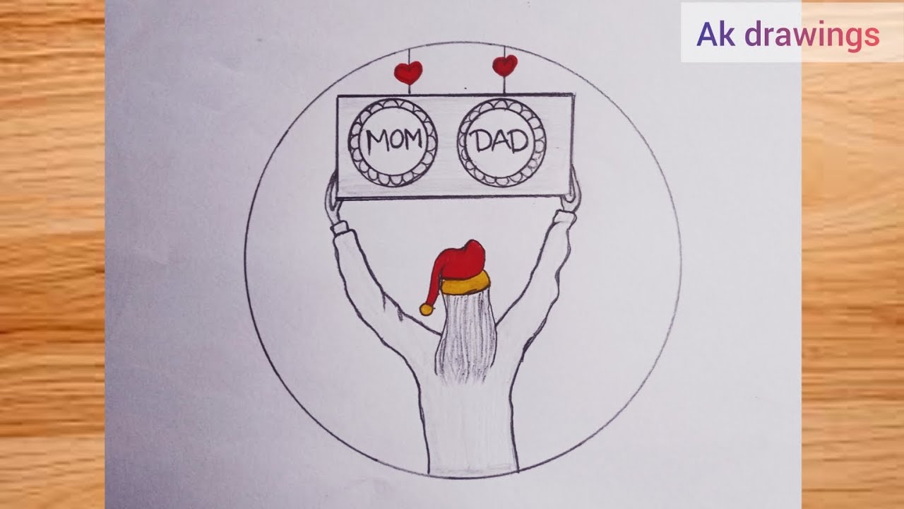Circle screnary drawing easy | Mom and dad Drawing | Beautiful screnary drawing 