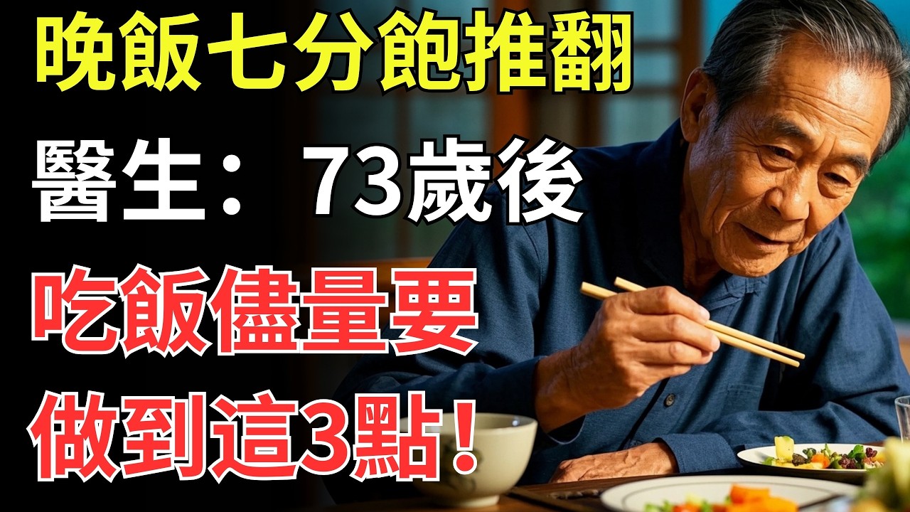 晚飯七分飽被推翻了？醫生調查：過了73歲，吃飯儘量要做到這3點！