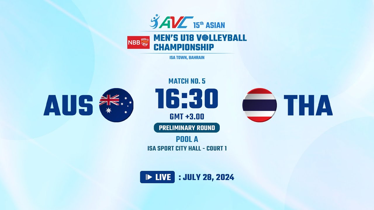 15th Asian Men's U18 Volleyball Championship / 28JUL2024 / Match#5 - Preliminary Pool A (AUS vs THA)