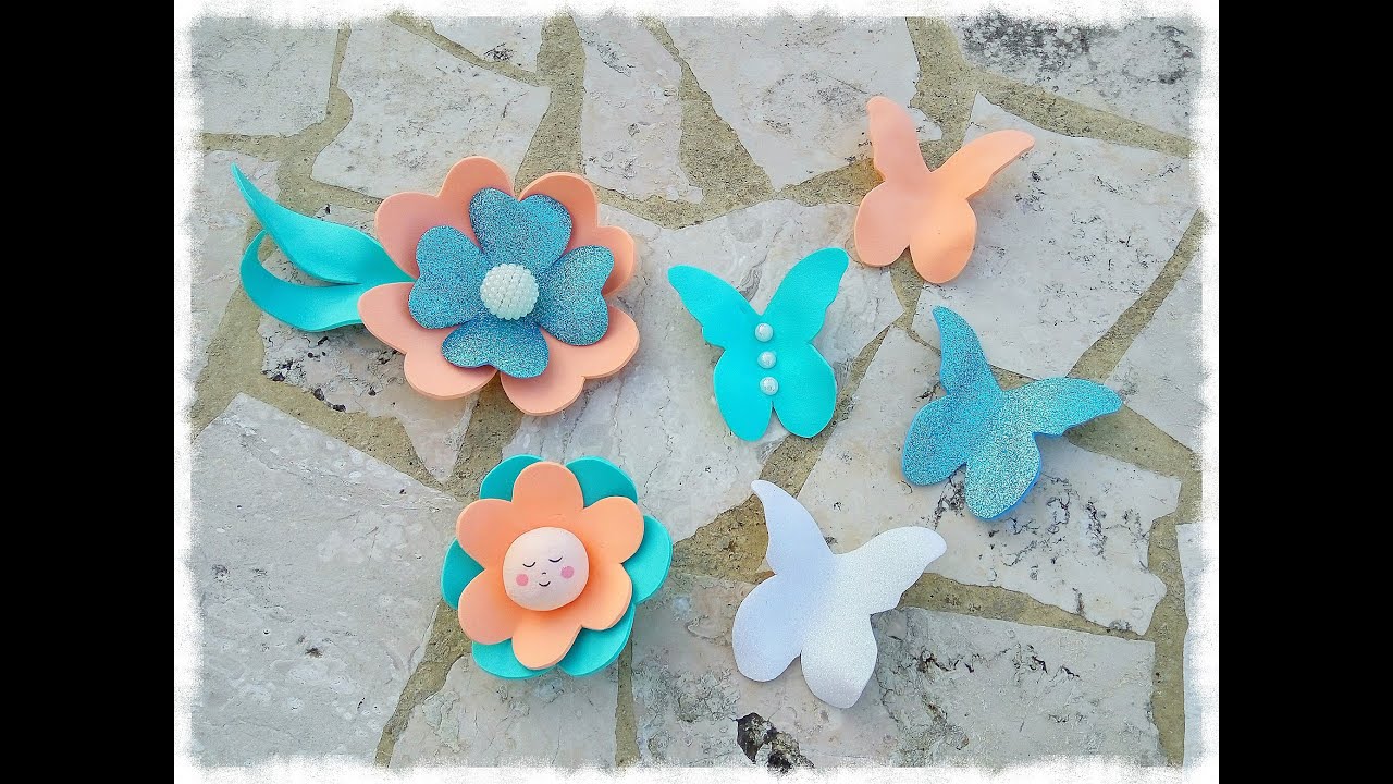 Farfalle & fiori in gomma Eva effetto 3D