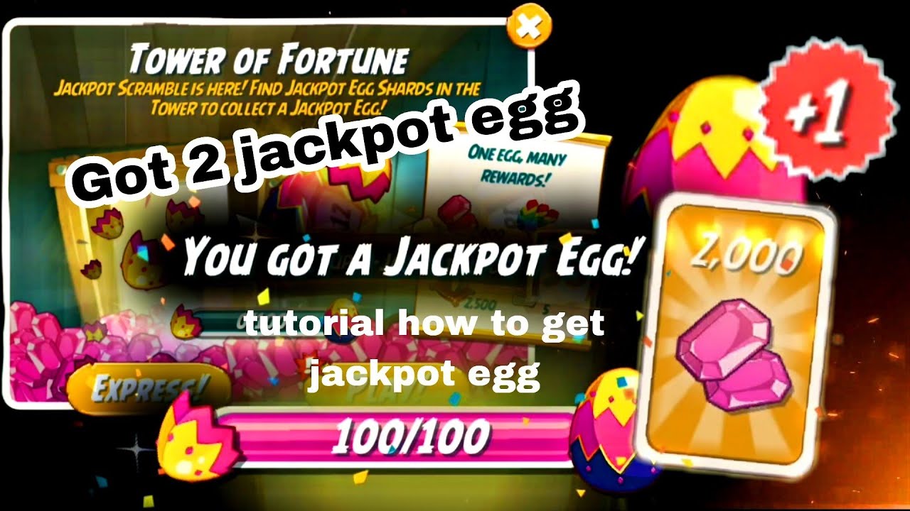 Angry birds 2 tower of fortune run for 2 jackpot egg and how to get jackpot egg shards tutorial #ab2