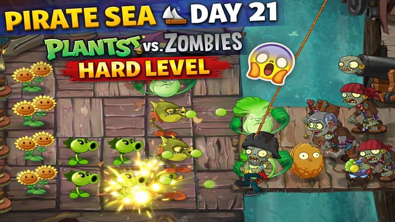 Pirate Sea- day 21😱 (hard level😡 (plant vs zombies 2 gameplay💥💥