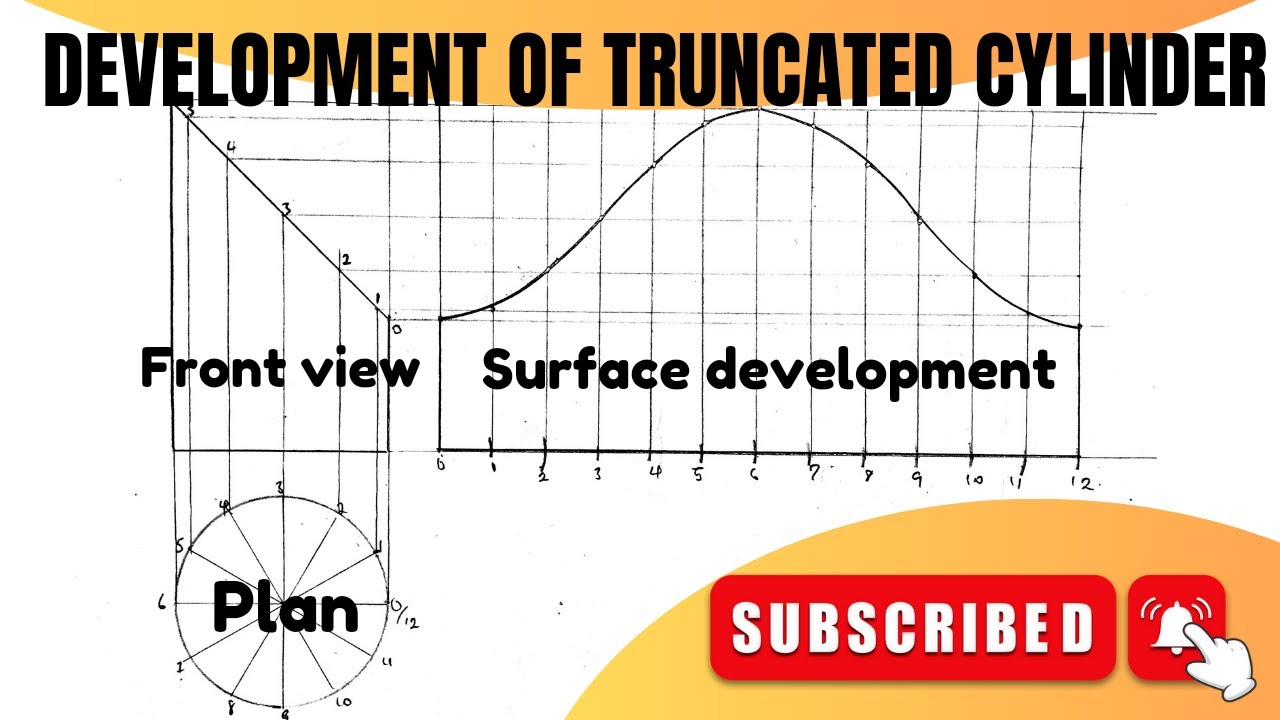 How to draw the SURFACE DEVELOPMENT OF A TRUNCATED CYLINDER