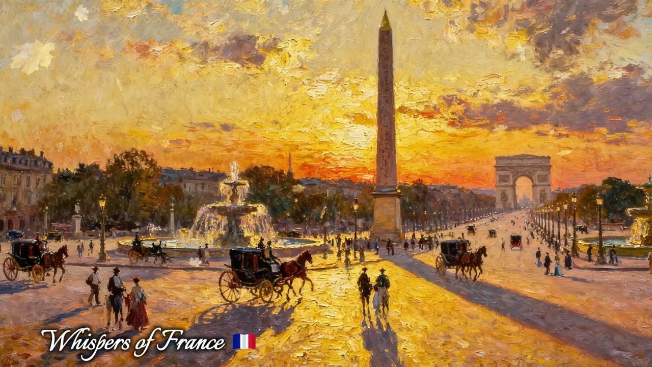 GOLDEN HOUR PARIS 🌇 Relaxing Instrumental Music — Vintage Sunset Jazz | Place de la Concorde