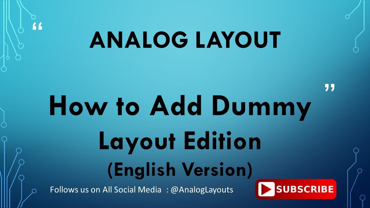 How to Add Dummy - Layout Edition - English Version