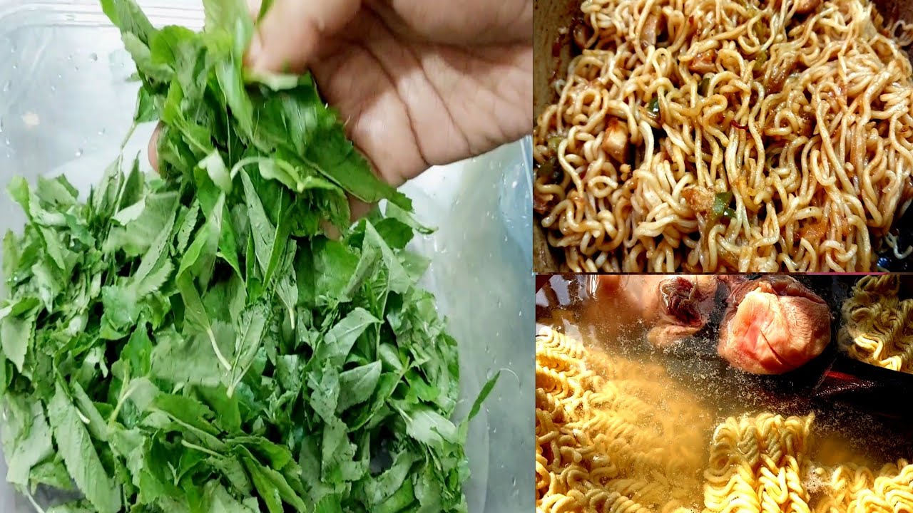 মায়ের হাতে পাটের রং সবুজ রেখে বোম্বাই মরিচ দিয়ে পাট ডাল ও ফুটন্ত গরম পানিতে চিকেন ও নুডুলসের রেসিপি