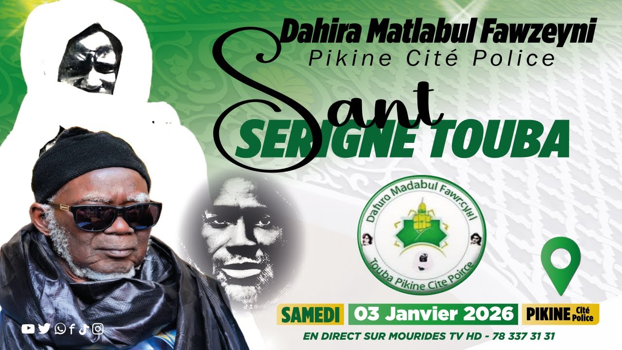 En Direct de Pikine: Bissou Sant Serigne Touba - Dahira Matlabul Fawzeyni Touba Pikine Cite Police
