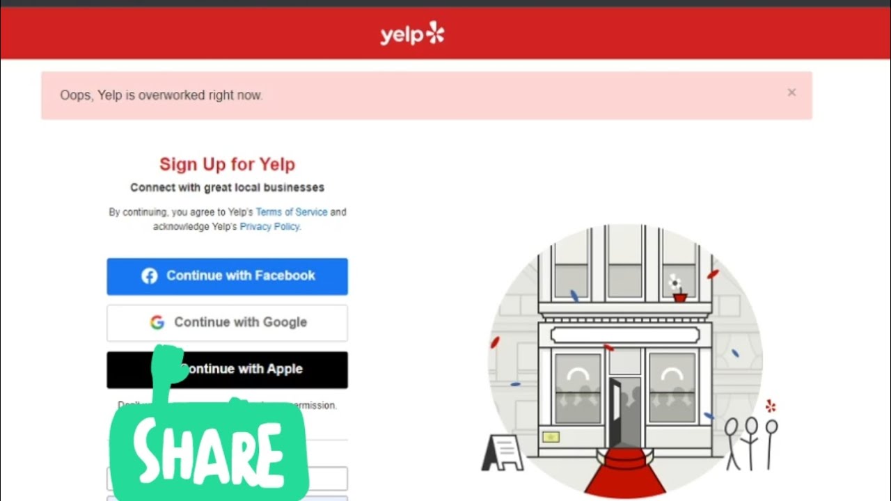 Oops, Yelp is overworked right now | Can't able to sign up to Yelp | Yelp Signup problem