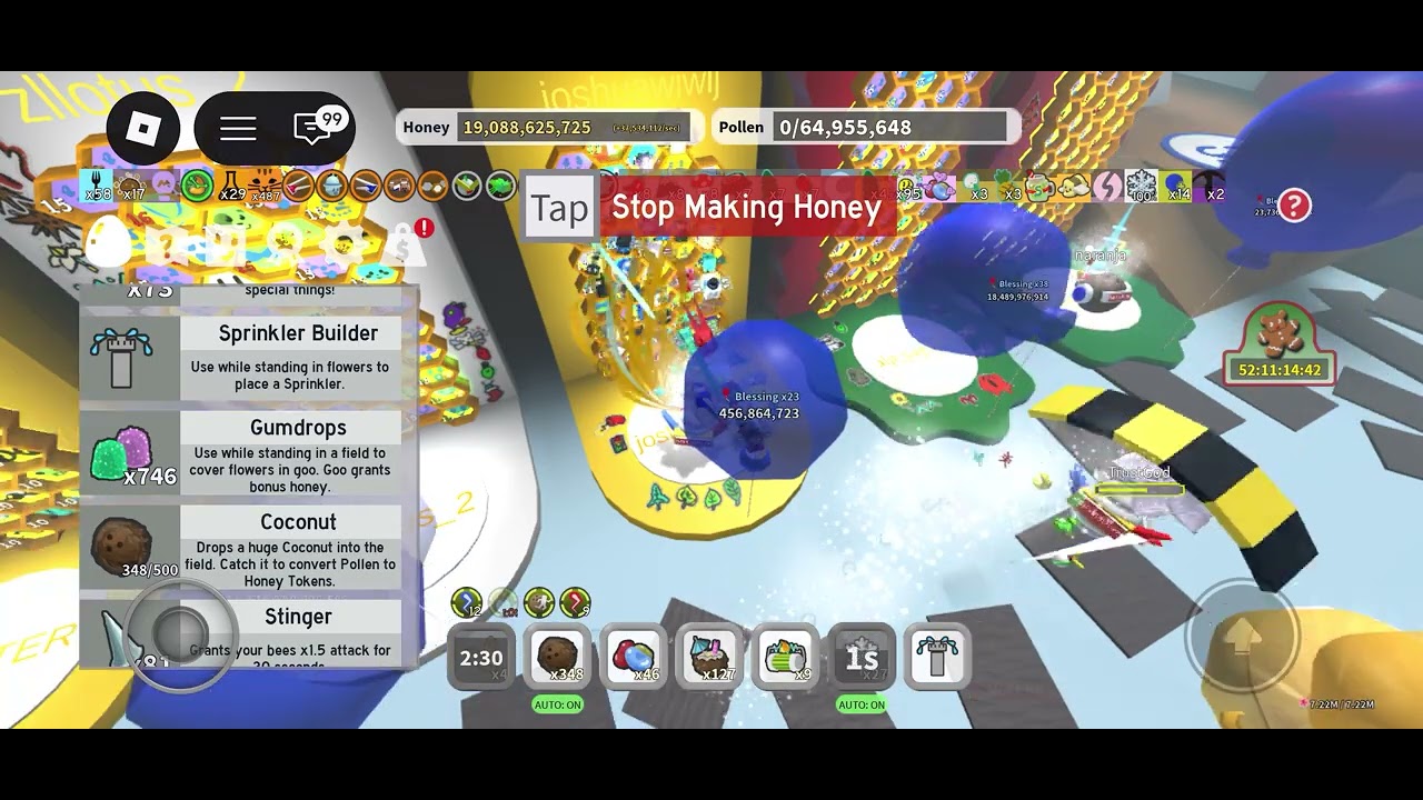 The bee swarm grind is real( 200m per second most i have ever made with out honeyday)