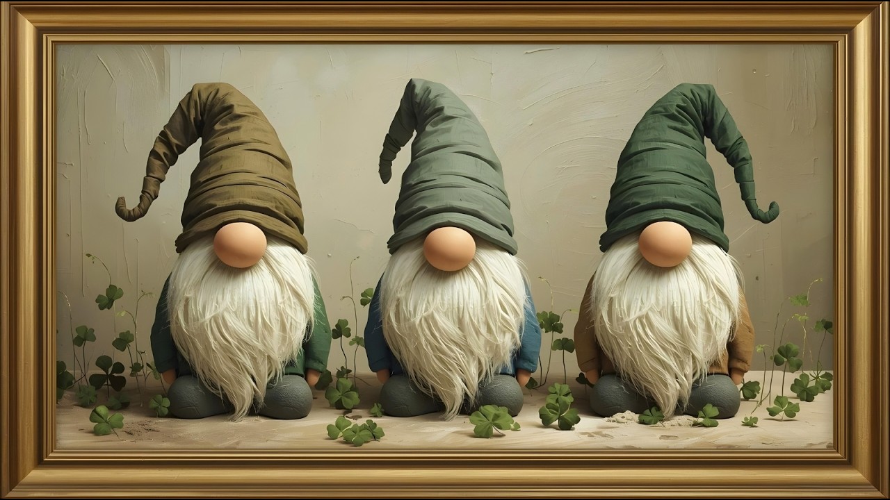 Cozy St. Patrick’s Day Gnomes🍀 4K Framed TV Art | St. Patrick’s Day Decor | 2 Hour Loop