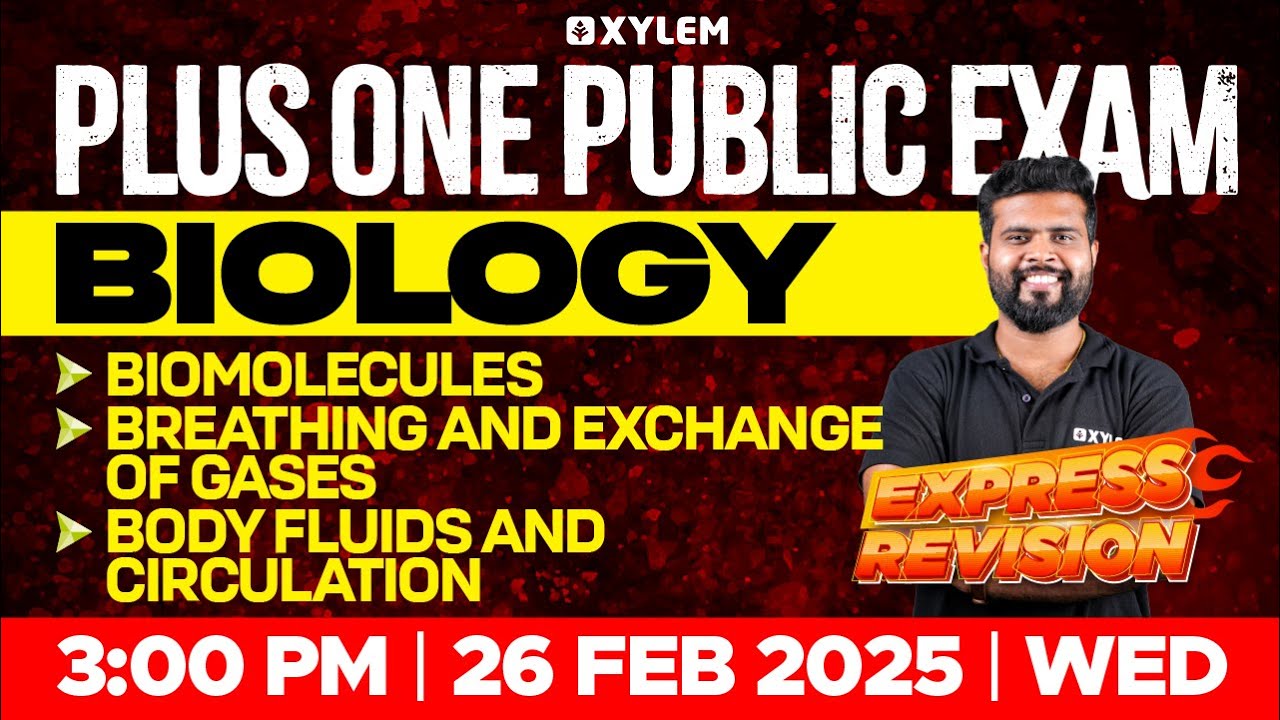 Plus One Public Exam Biology | Express Revision - Biomolecules , Breathing And Exchange Of Gases