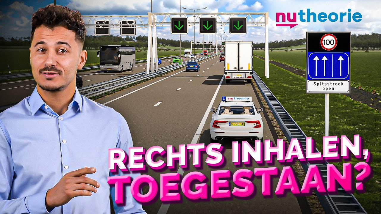 Examenvraag - CBR theorie examen 2024 - Inhalen via rechts, toegestaan?