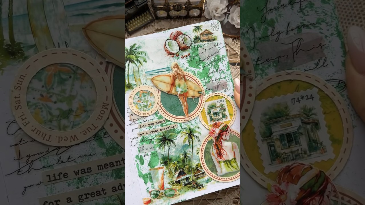 ASMR journal summer🏝️🛩️🧳|#asmr #scrapbooking #journaling #journalwithme #journaling  #fypシ゚viral