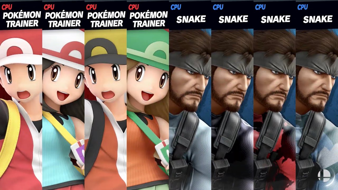 Super Smash Bros. Ultimate - Pokemon Trainer Charizard 4x vs Snake 4x