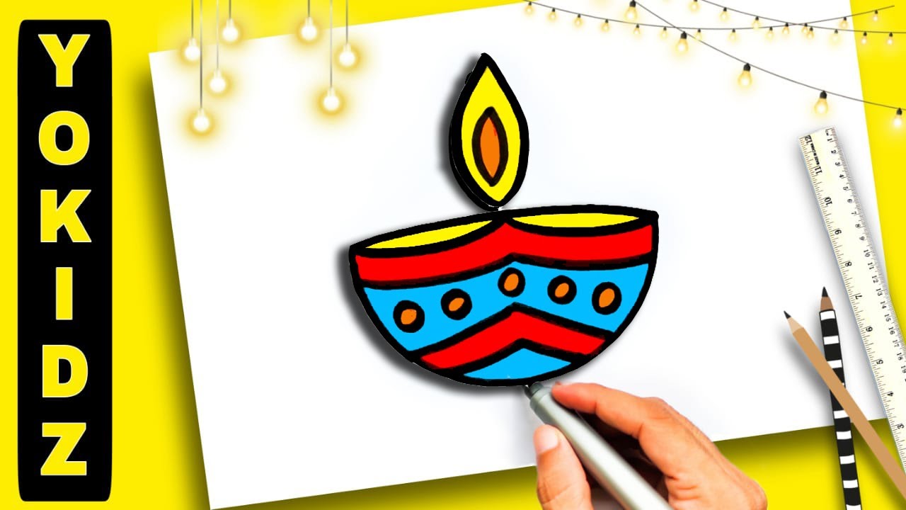 DIYA DRAWING SIMPLE / DIYA DRAWING COLOURING